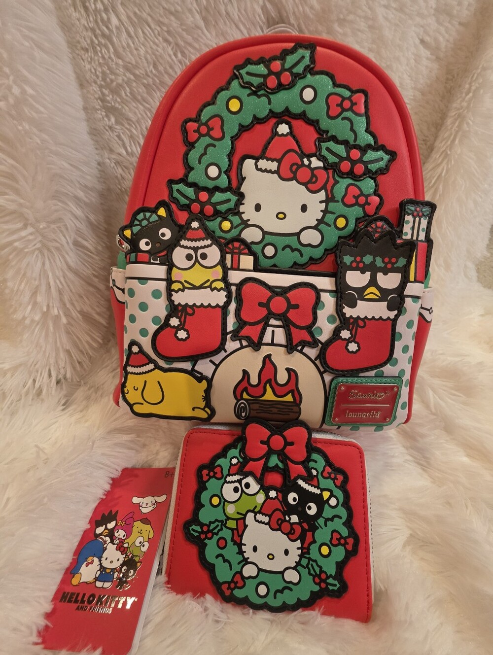 Loungefly Sanrio Hello Kitty & Friends Christmas Wreath Mini Backpack & Wallet
